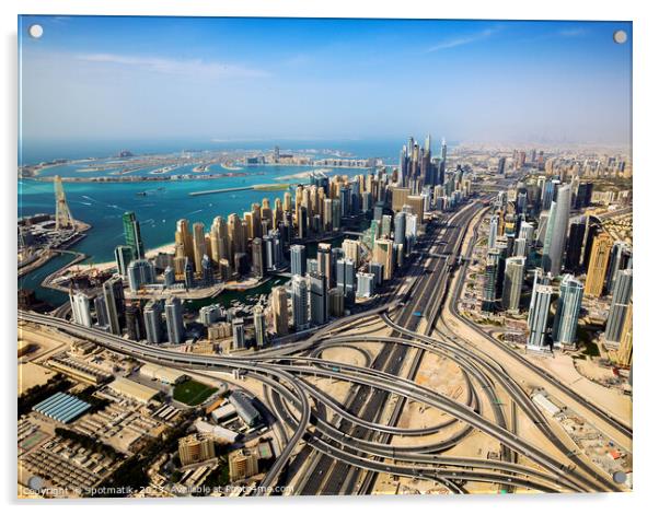 Aerial Dubai city skyscrapers Palm Jumeirah Island UAE  Acrylic by Spotmatik 