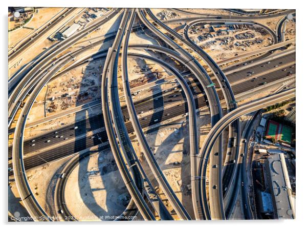 Aerial overhead view Dubai Sheikh Zayed Road Highway  Acrylic by Spotmatik 