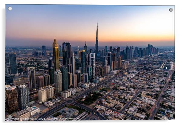 Aerial skyline view of Dubai city skyscrapers UAE Acrylic by Spotmatik 