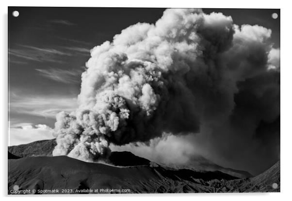 Erupting smoke and ash from Mount Bromo summit  Acrylic by Spotmatik 
