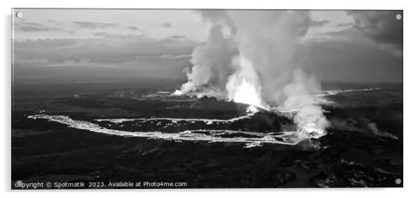 Aerial Panorama view Icelandic volcanic lava Holuhraun volcano  Acrylic by Spotmatik 