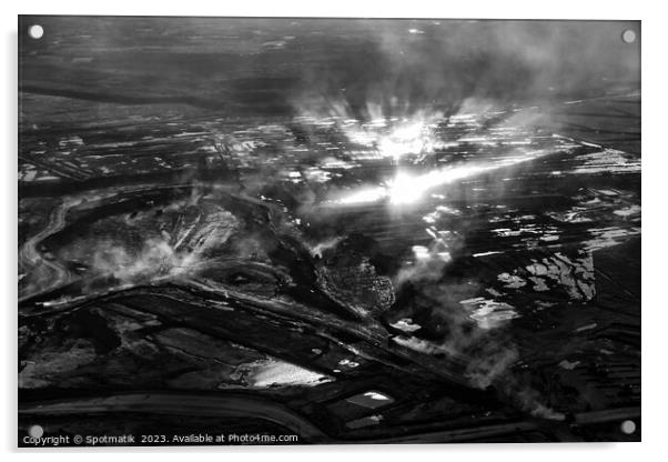 Aerial Canadian view of Oilsands Industrial surface mining  Acrylic by Spotmatik 