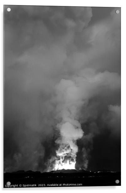 Active Holuhraun smoke and ash volcano eruption Iceland Acrylic by Spotmatik 