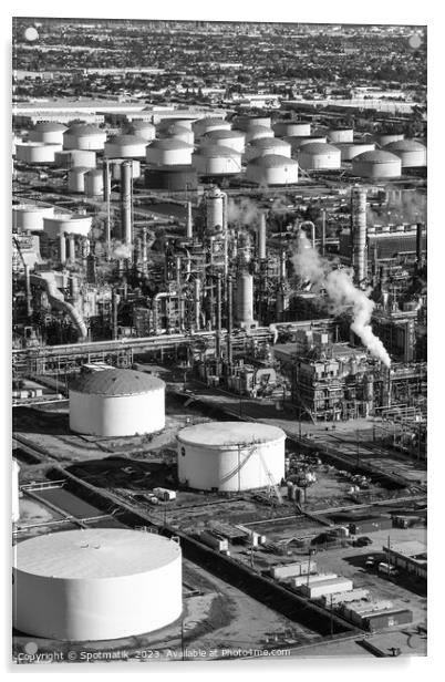 Aerial view Oil Refinery El Segundo Los Angeles  Acrylic by Spotmatik 