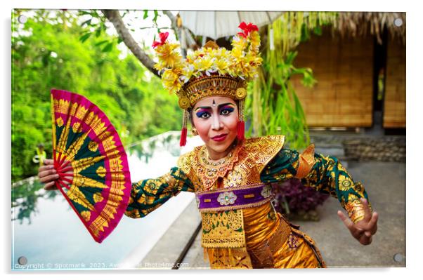 Portrait beautiful Balinese female Indonesia dancer Acrylic by Spotmatik 