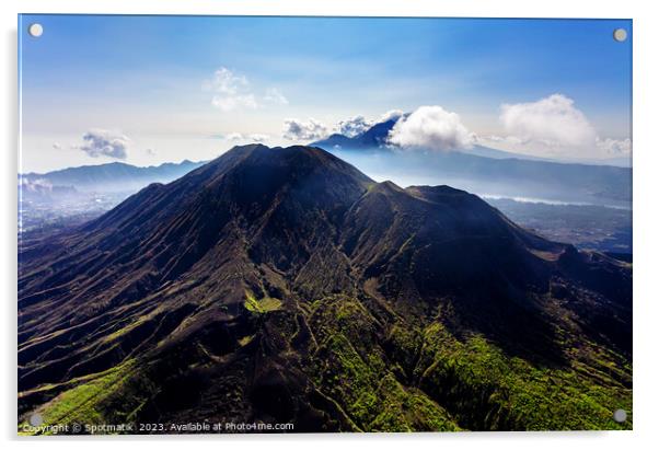 Aerial view Mt Batur active Volcano Bali Indonesia Acrylic by Spotmatik 