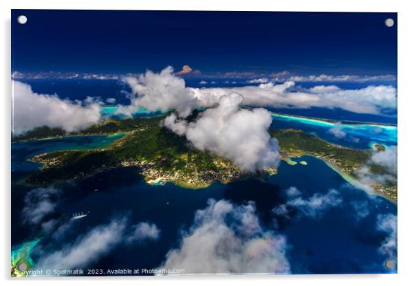 Aerial Bora Bora a luxury Tahitian Pacific Island  Acrylic by Spotmatik 