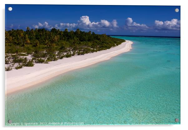 Aerial Bora Bora Island turquoise lagoon tropical beach Acrylic by Spotmatik 