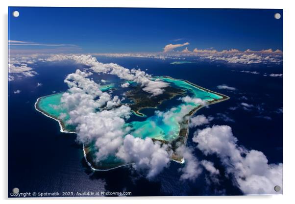 Aerial cloud covered Bora Bora in French Polynesia  Acrylic by Spotmatik 