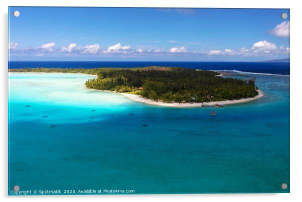 Aerial Bora Bora Island Tahiti South Pacific coastline  Acrylic by Spotmatik 