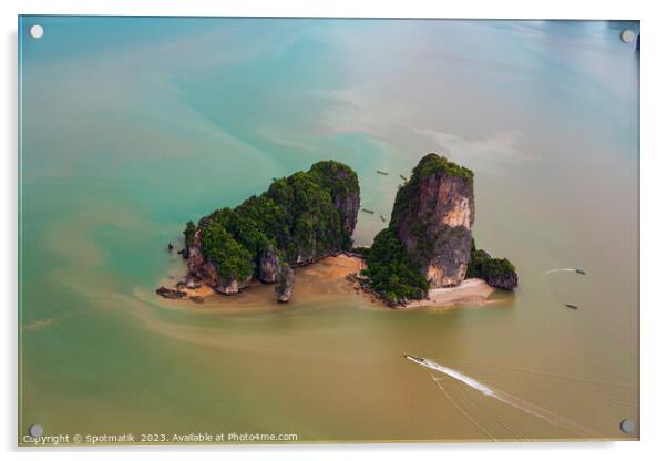 Aerial view Krabi Thailand limestone rock karsts Asia Acrylic by Spotmatik 