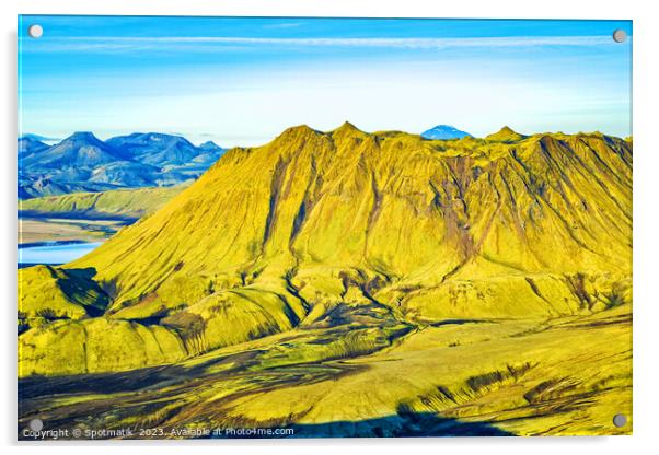 Aerial view of Icelandic  Landmannalaugar National Park  Acrylic by Spotmatik 