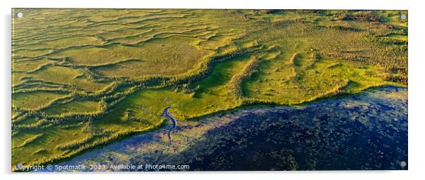 Aerial Panorama view of McClelland lake Wilderness Alberta  Acrylic by Spotmatik 