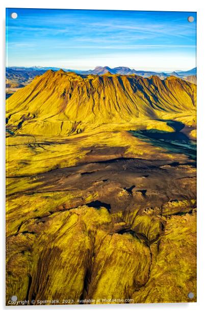 Aerial view of Icelandic volcanic landscape Landmannalaugar Acrylic by Spotmatik 