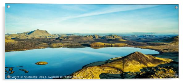 Aerial Panoramic view of Landmannalaugar National Park Iceland  Acrylic by Spotmatik 