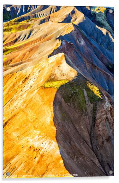 Aerial Landscape view of Iceland colorful mountains summer  Acrylic by Spotmatik 