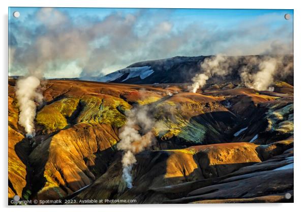 Aerial volcanic hot springs Iceland travel tourism Europe Acrylic by Spotmatik 