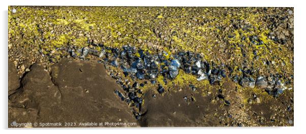 Aerial panorama view of solidified lava flow Iceland Acrylic by Spotmatik 