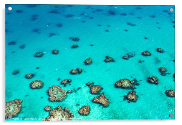 Aerial Great Barrier Reef Queensland Australia Coral Sea  Acrylic by Spotmatik 
