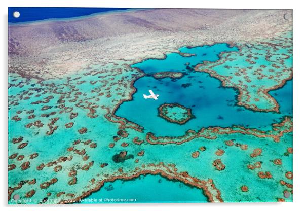 Aerial Australian Great Barrier Reef Sea Plane Acrylic by Spotmatik 