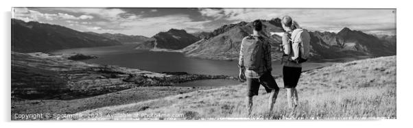 Panorama The Remarkables Otago young adventure couple vacation Acrylic by Spotmatik 