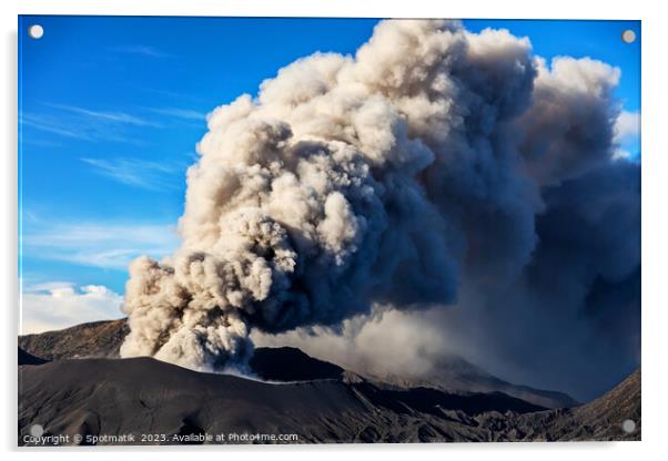Erupting smoke and ash from Mount Bromo summit  Acrylic by Spotmatik 