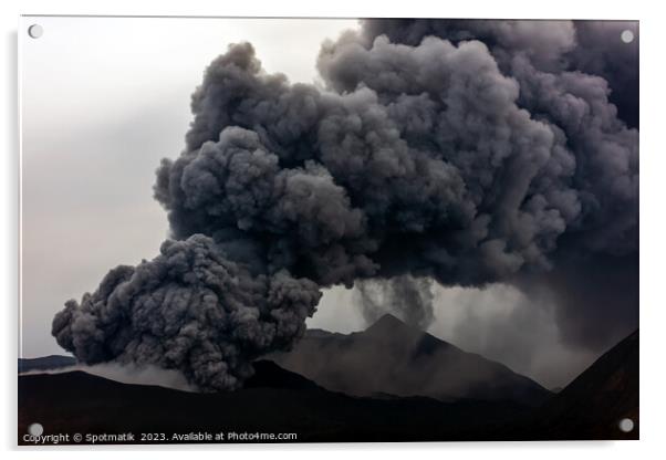 Mt Bromo Java active volcano erupting Indonesia Asia Acrylic by Spotmatik 