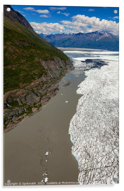 Aerial Alaska view Knik glacier Chugach Mountains USA Acrylic by Spotmatik 