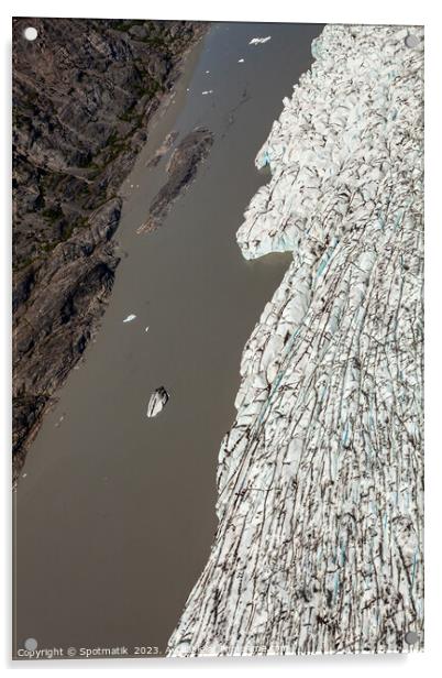 Aerial view of glacier ice shelf Alaska America Acrylic by Spotmatik 