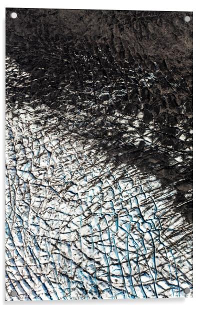 Aerial view frozen glacial ice formations Alaska America Acrylic by Spotmatik 