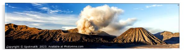 Panoramic view Mt Bromo active volcanic eruption exploding  Acrylic by Spotmatik 
