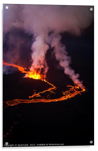 Aerial Iceland rivers of lava flowing from fissures  Acrylic by Spotmatik 