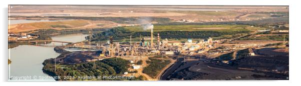 Aerial Panorama view Oil Refinery near Oilsands mining  Acrylic by Spotmatik 