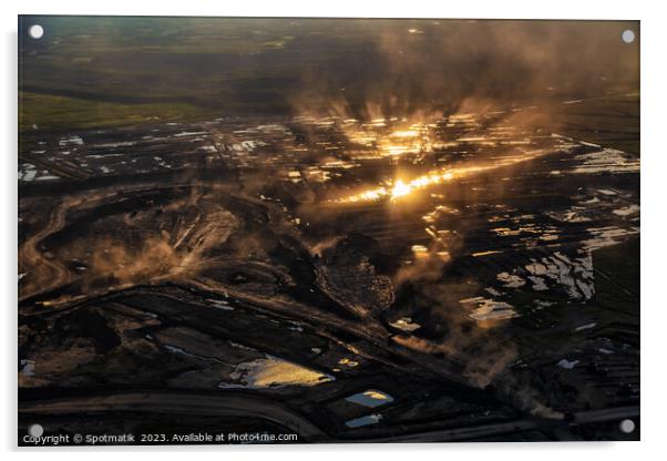 Aerial Canadian view of Oilsands Industrial surface mining  Acrylic by Spotmatik 