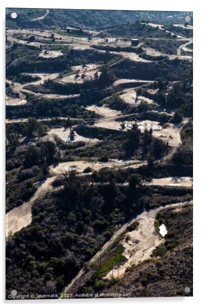 Aerial downtown view of Los Angeles Ingelwood Oil Field USA Acrylic by Spotmatik 