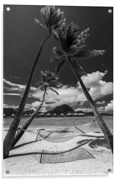 Bora Bora beach hammock luxury Overwater resort Bungalows  Acrylic by Spotmatik 