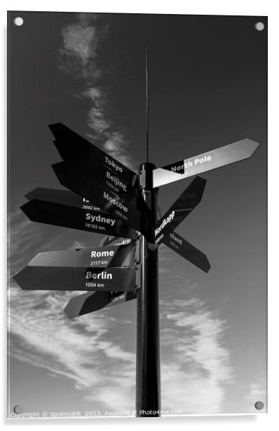 Travel Mile signpost places of the world to explore Acrylic by Spotmatik 