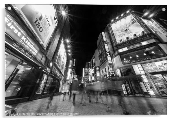 Tokyo Japan Illuminated night Motion blur Ginza Shibuya  Acrylic by Spotmatik 