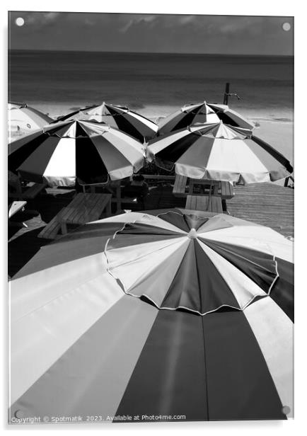 Colorful beach umbrellas in the tropical sunshine Caribbean Acrylic by Spotmatik 