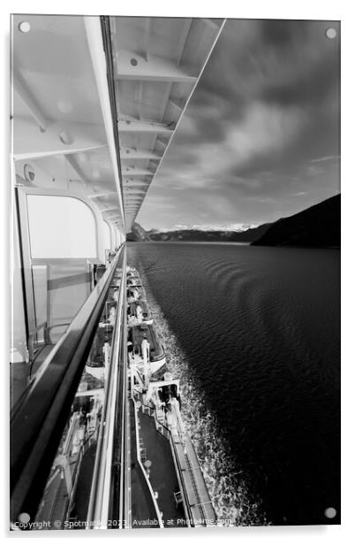 Cruise Ship balcony view of scenic Norwegian Fjord  Acrylic by Spotmatik 