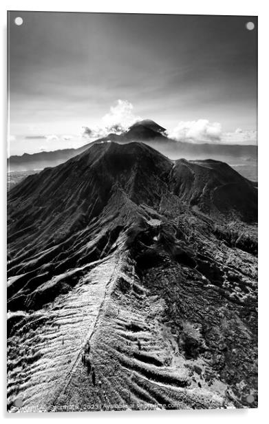 Aerial Mt Batur Mt Abang Volcano Bali Indonesia Acrylic by Spotmatik 