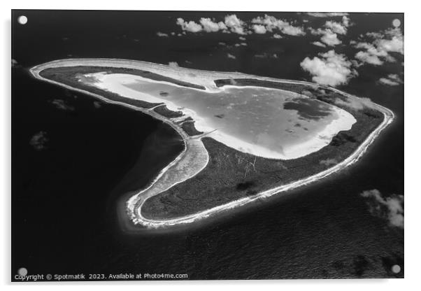 Aerial Tupai French Polynesia Heart Island Ocean Paradise  Acrylic by Spotmatik 
