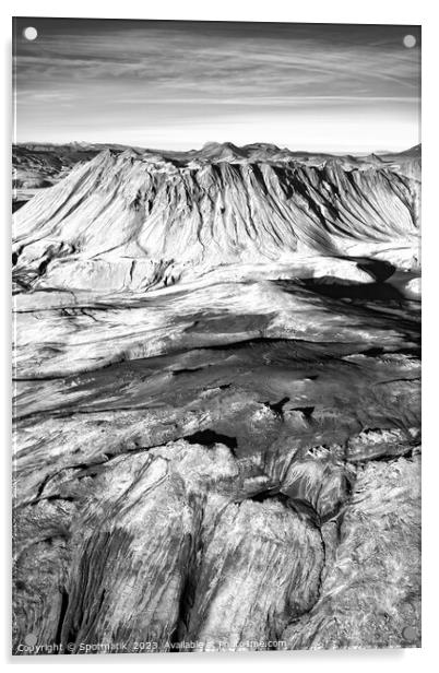 Aerial view of Icelandic volcanic Landmannalaugar Acrylic by Spotmatik 