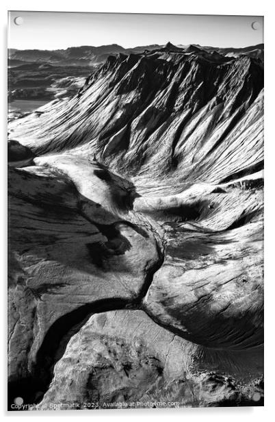 Aerial view Icelandic volcanic Wilderness hiking destination Acrylic by Spotmatik 