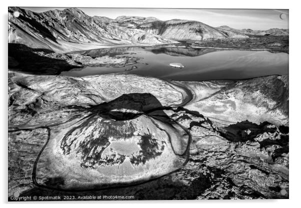 Aerial Icelandic view of Landmannalaugar dormant volcano Acrylic by Spotmatik 