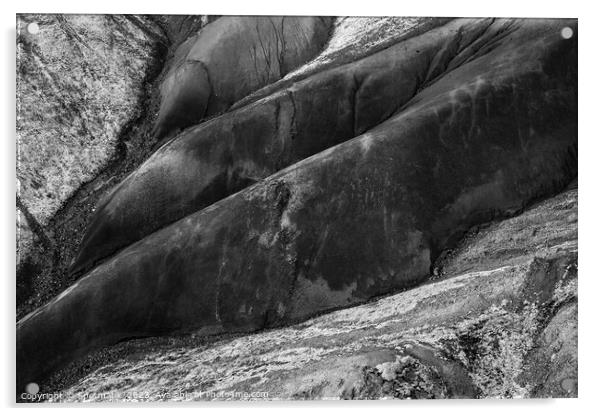Aerial of rock formations in glacial Landmannalaugar  Acrylic by Spotmatik 