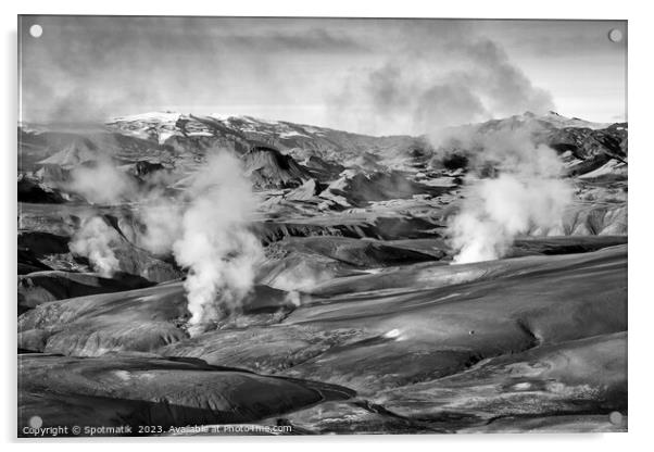 Aerial Icelandic remote Wilderness of Landmannalaugar Acrylic by Spotmatik 