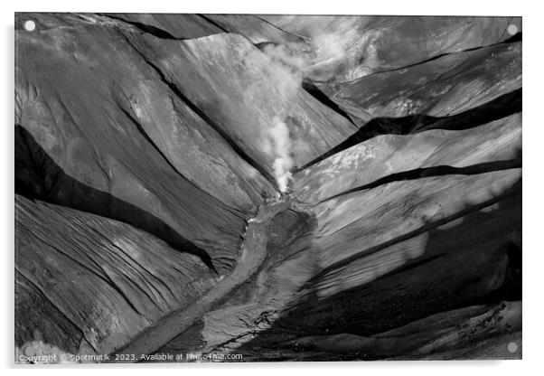 Aerial Icelandic Wilderness of Landmannalaugar Acrylic by Spotmatik 