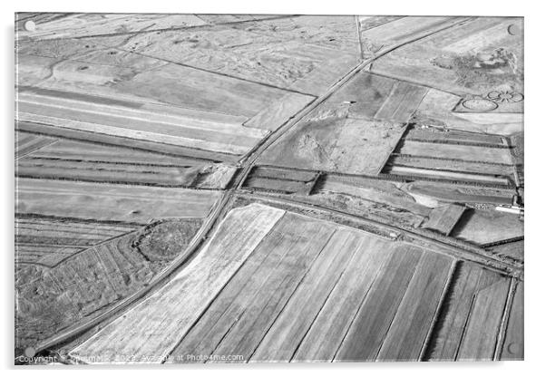 Aerial view of Icelandic agricultural farming crops Europe Acrylic by Spotmatik 