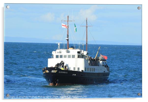 Lundy Island's MV Oldenburg at sea in the Bristol  Acrylic by Stephen Thomas Photography 